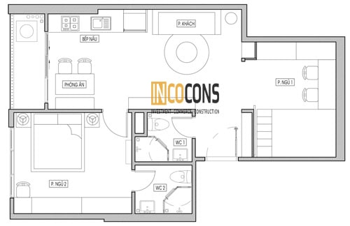 sau khi cải tạo căn hộ 60m2